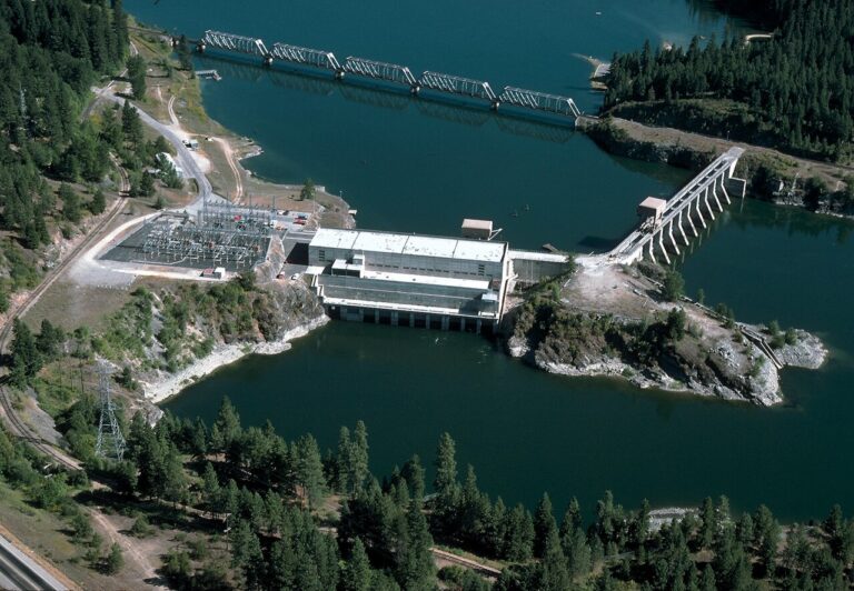 Albeni Falls Dam on the Pend Oreille River between Priest River and Newport